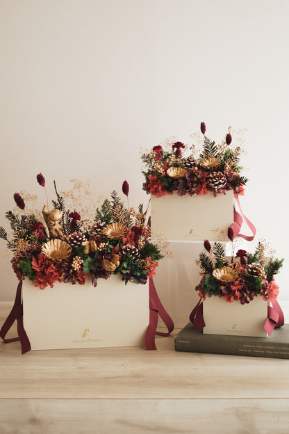 ◆クリスマス限定デザイン◆Flower BAG No.1／フラワーバッグアレンジ　グローウィングナイト／ドライ&amp;プリザーブドフラワー