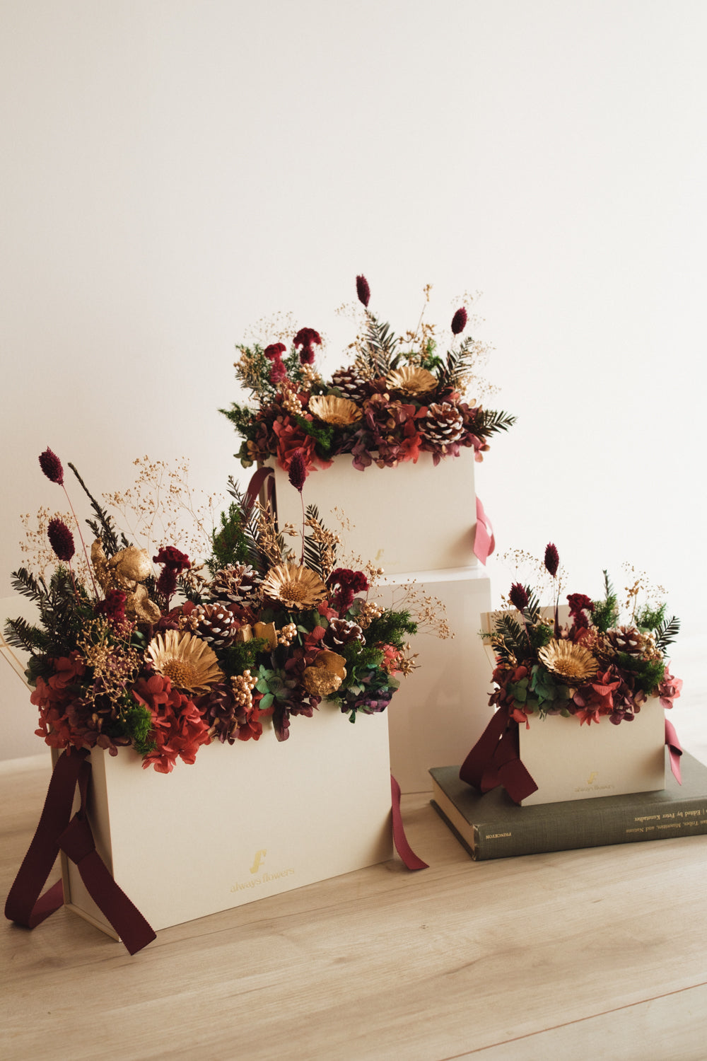 ◆クリスマス限定デザイン◆Flower BAG No.1／フラワーバッグアレンジ　グローウィングナイト／ドライ&amp;プリザーブドフラワー