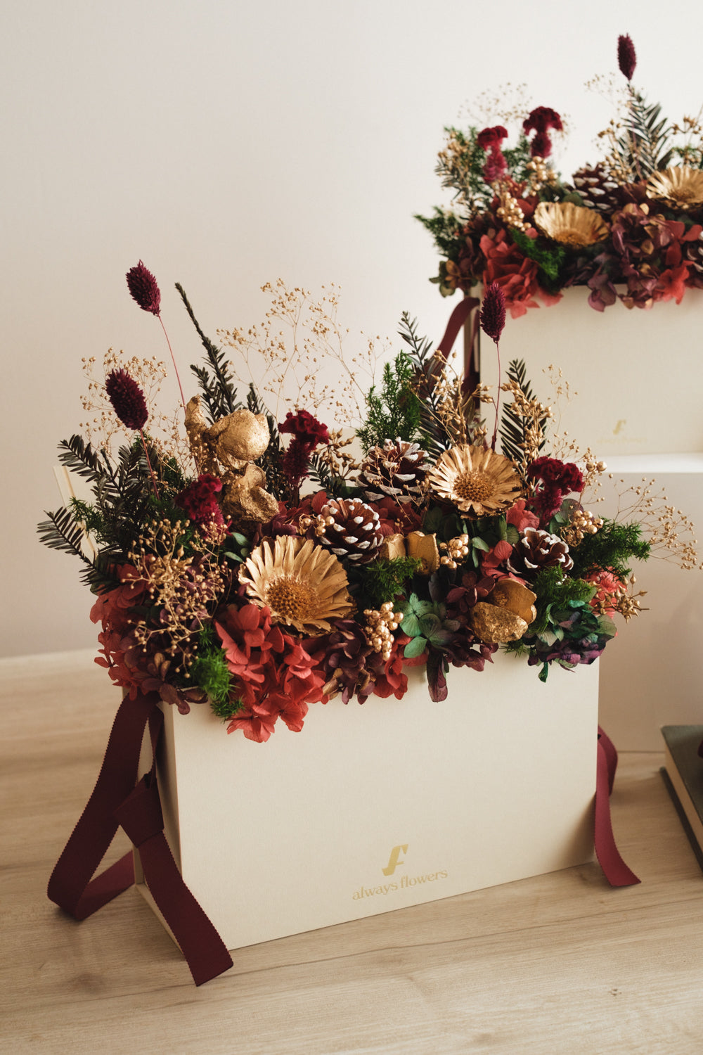 ◆クリスマス限定デザイン◆Flower BAG No.1／フラワーバッグアレンジ　グローウィングナイト／ドライ&amp;プリザーブドフラワー