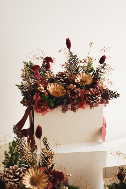 ◆クリスマス限定デザイン◆Flower BAG No.1／フラワーバッグアレンジ　グローウィングナイト／ドライ&amp;プリザーブドフラワー