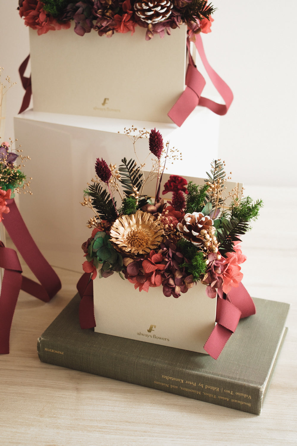 ◆クリスマス限定デザイン◆Flower BAG No.1／フラワーバッグアレンジ　グローウィングナイト／ドライ&amp;プリザーブドフラワー