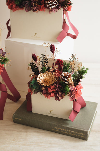 ◆クリスマス限定デザイン◆Flower BAG No.1／フラワーバッグアレンジ　グローウィングナイト／ドライ&amp;プリザーブドフラワー