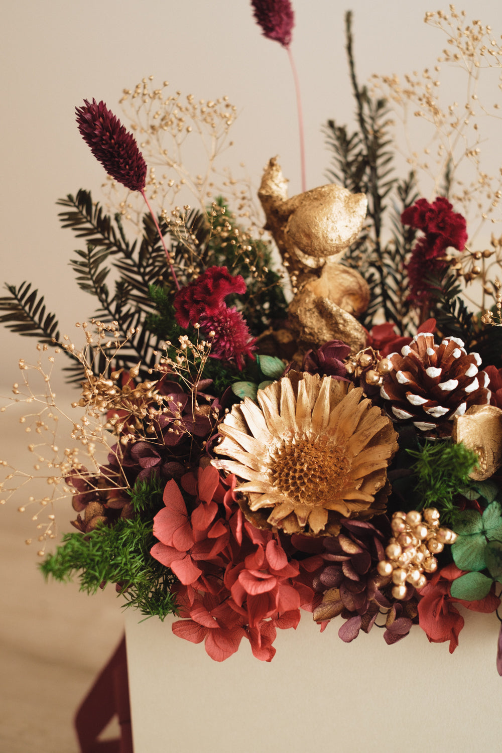 ◆クリスマス限定デザイン◆Flower BAG No.1／フラワーバッグアレンジ　グローウィングナイト／ドライ&amp;プリザーブドフラワー