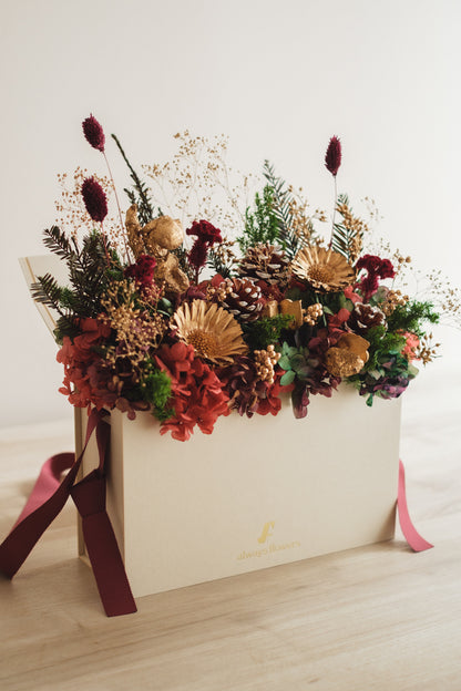 ◆クリスマス限定デザイン◆Flower BAG No.1／フラワーバッグアレンジ　グローウィングナイト／ドライ&amp;プリザーブドフラワー