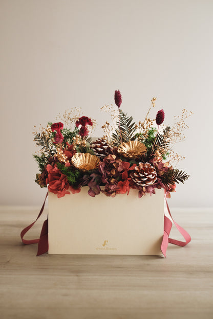 ◆クリスマス限定デザイン◆Flower BAG No.1／フラワーバッグアレンジ　グローウィングナイト／ドライ&amp;プリザーブドフラワー