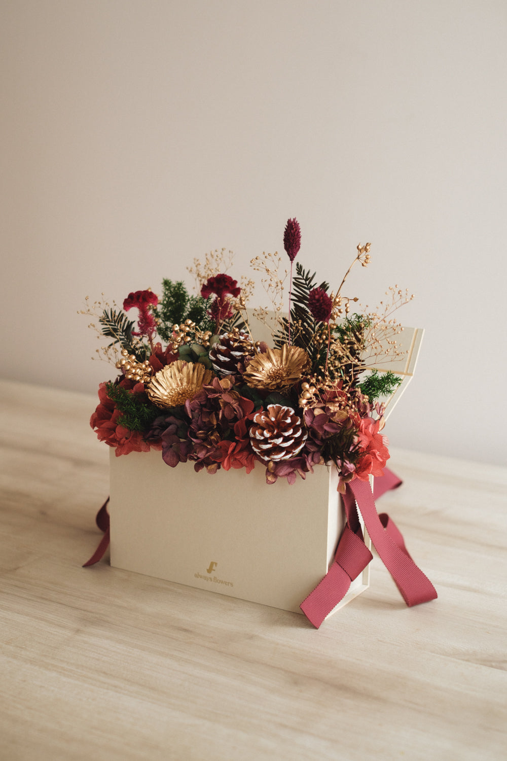 ◆クリスマス限定デザイン◆Flower BAG No.1／フラワーバッグアレンジ　グローウィングナイト／ドライ&amp;プリザーブドフラワー