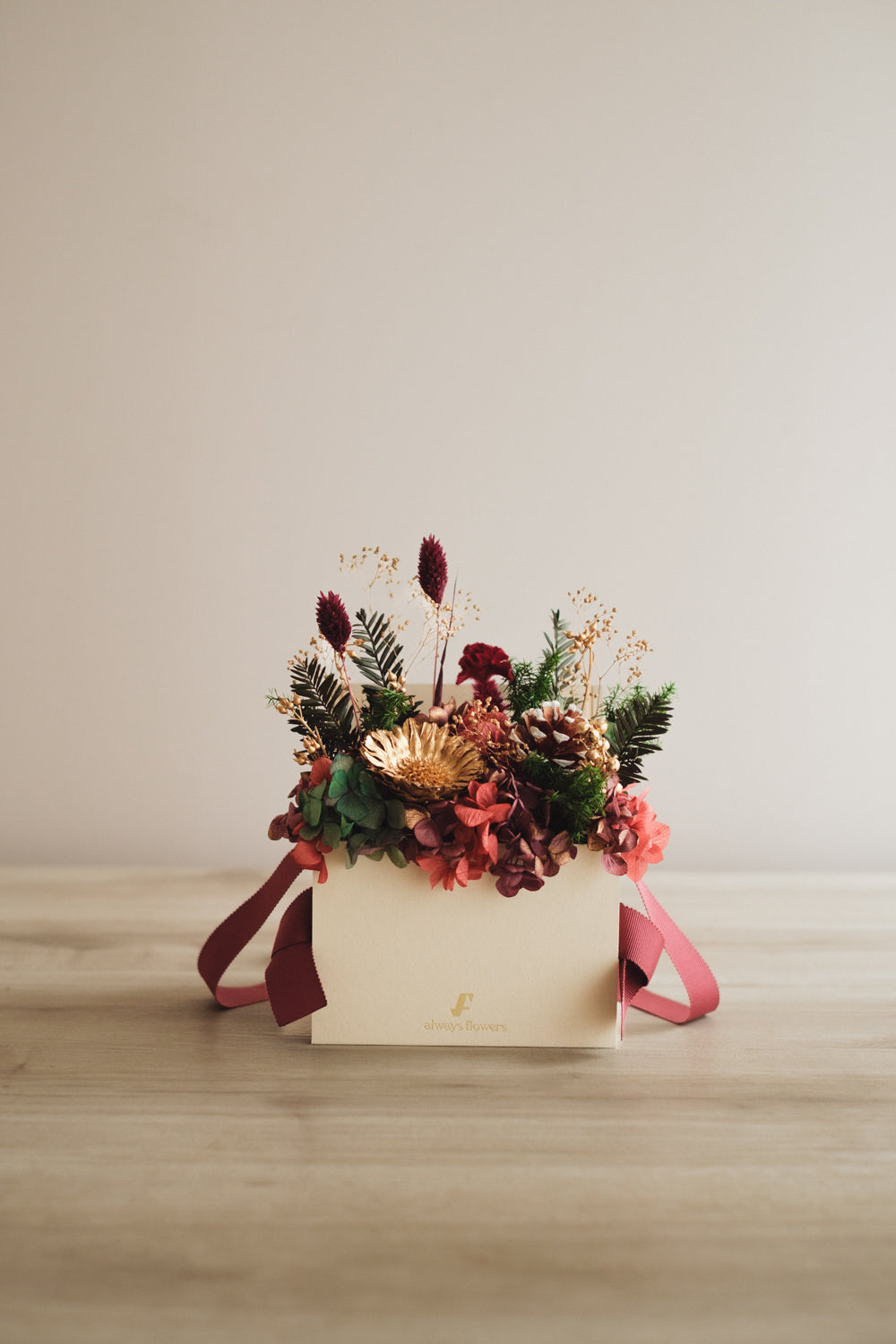 ◆クリスマス限定デザイン◆Flower BAG No.1／フラワーバッグアレンジ　グローウィングナイト／ドライ&amp;プリザーブドフラワー