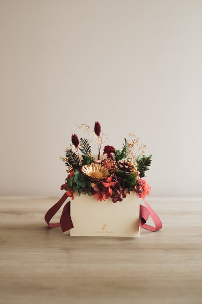 ◆クリスマス限定デザイン◆Flower BAG No.1／フラワーバッグアレンジ　グローウィングナイト／ドライ&amp;プリザーブドフラワー