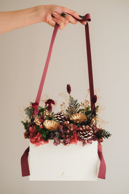 ◆クリスマス限定デザイン◆Flower BAG No.1／フラワーバッグアレンジ　グローウィングナイト／ドライ&amp;プリザーブドフラワー