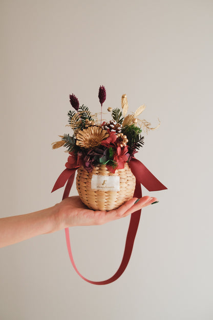 ◆クリスマス限定デザイン◆Flower BAG No.2／フラワーバッグアレンジ　ルミナスナイト／ドライ&amp;プリザーブドフラワー