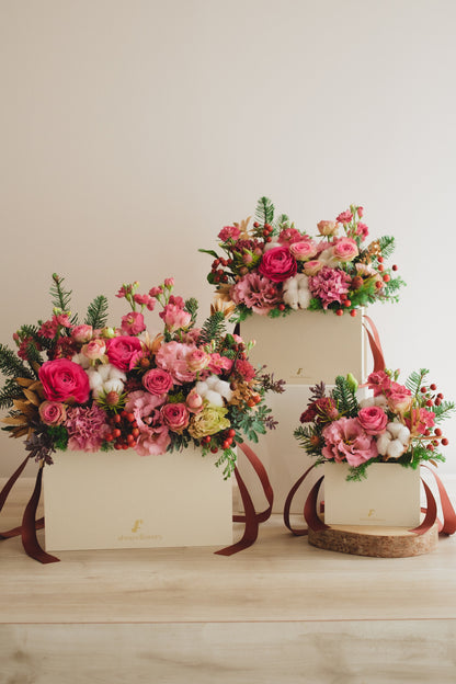 ◆11/29-12/26お届け限定◆Flower BAG No.1／フラワーバッグアレンジ　ローズクォーツ／生花