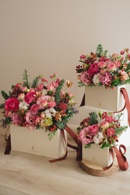 ◆11/29-12/26お届け限定◆Flower BAG No.1／フラワーバッグアレンジ　ローズクォーツ／生花