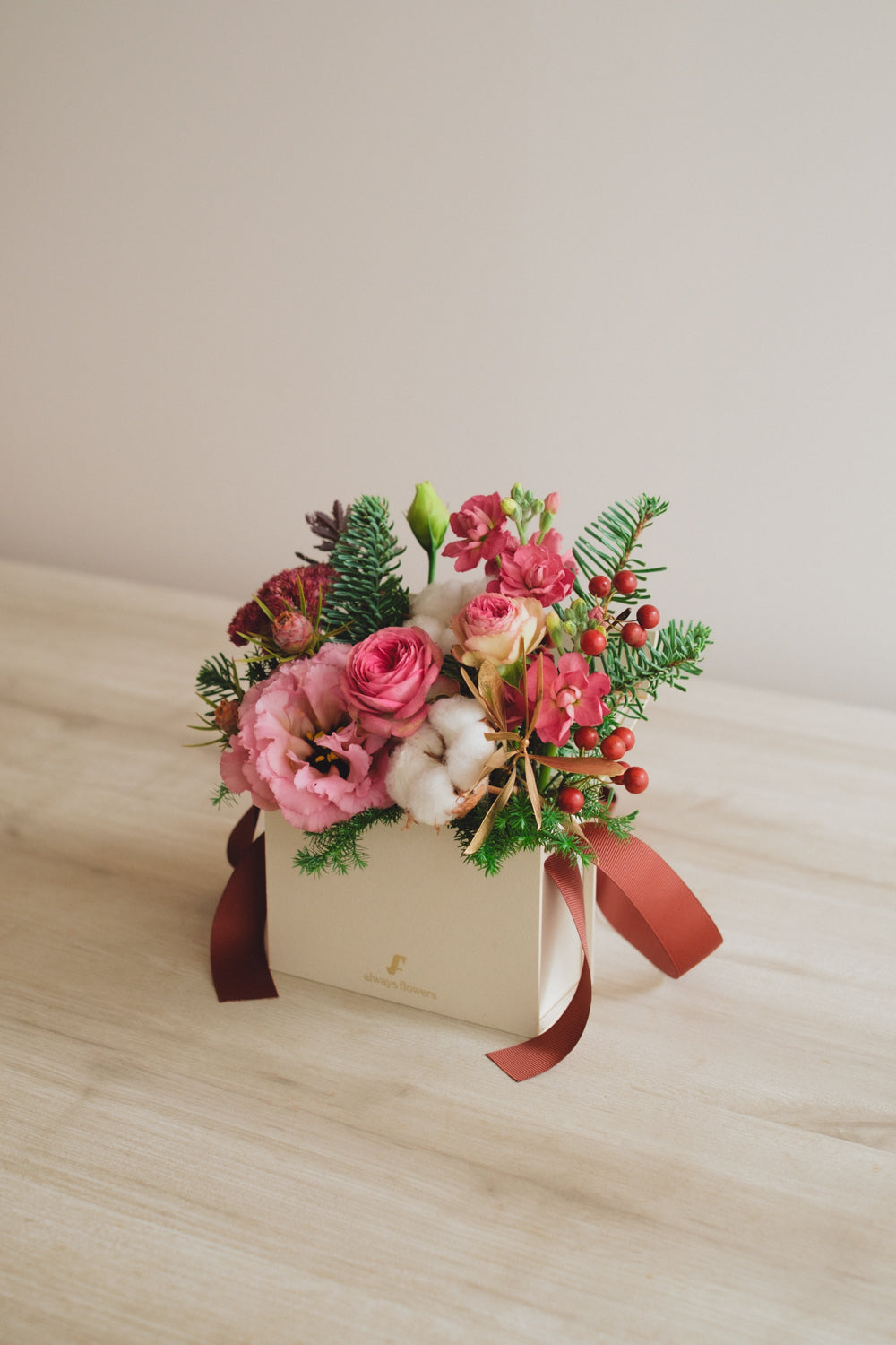 ◆11/29-12/26お届け限定◆Flower BAG No.1／フラワーバッグアレンジ　ローズクォーツ／生花