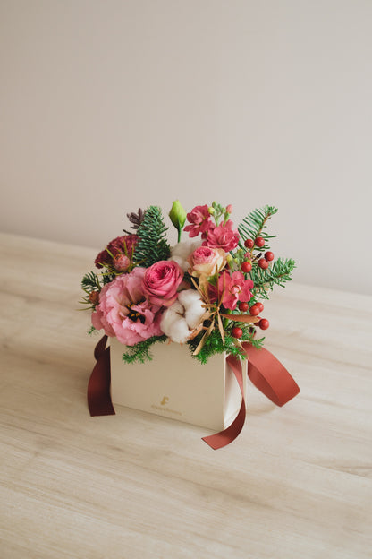 ◆11/29-12/26お届け限定◆Flower BAG No.1／フラワーバッグアレンジ　ローズクォーツ／生花