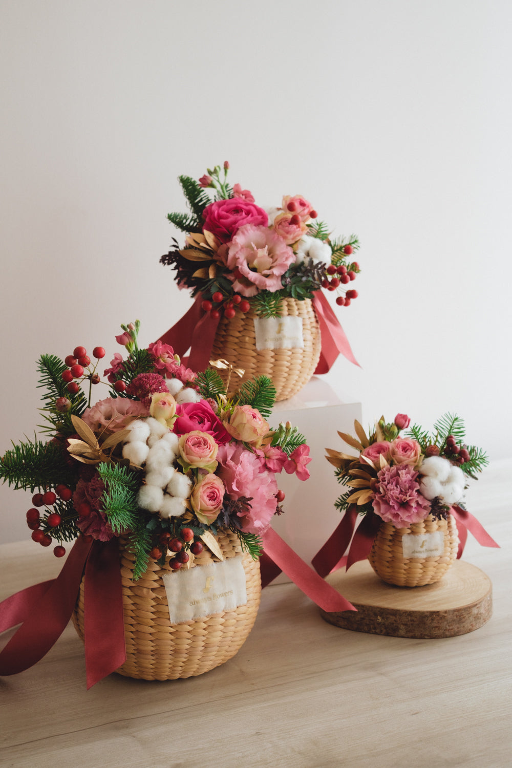 ◆11/29-12/26お届け限定◆Flower BAG No.2／フラワーバッグアレンジ　ピンクスピネル／生花