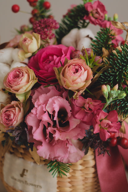 ◆11/29-12/26お届け限定◆Flower BAG No.2／フラワーバッグアレンジ　ピンクスピネル／生花