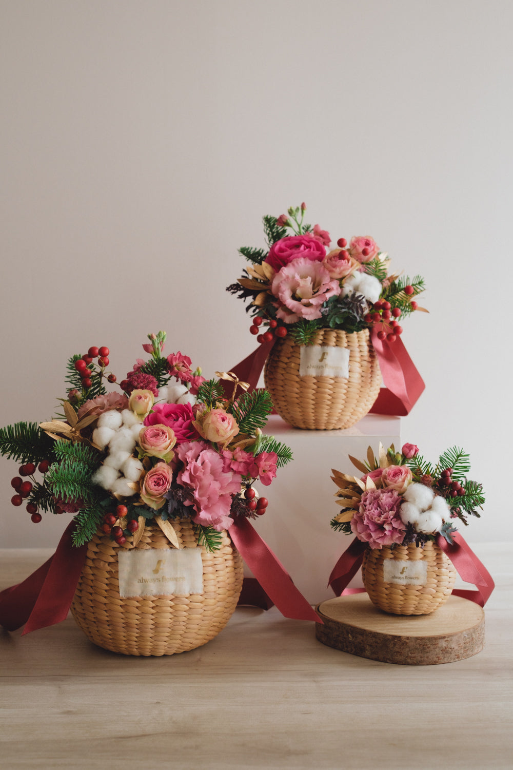 ◆11/29-12/26お届け限定◆Flower BAG No.2／フラワーバッグアレンジ　ピンクスピネル／生花