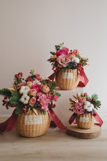 ◆11/29-12/26お届け限定◆Flower BAG No.2／フラワーバッグアレンジ　ピンクスピネル／生花