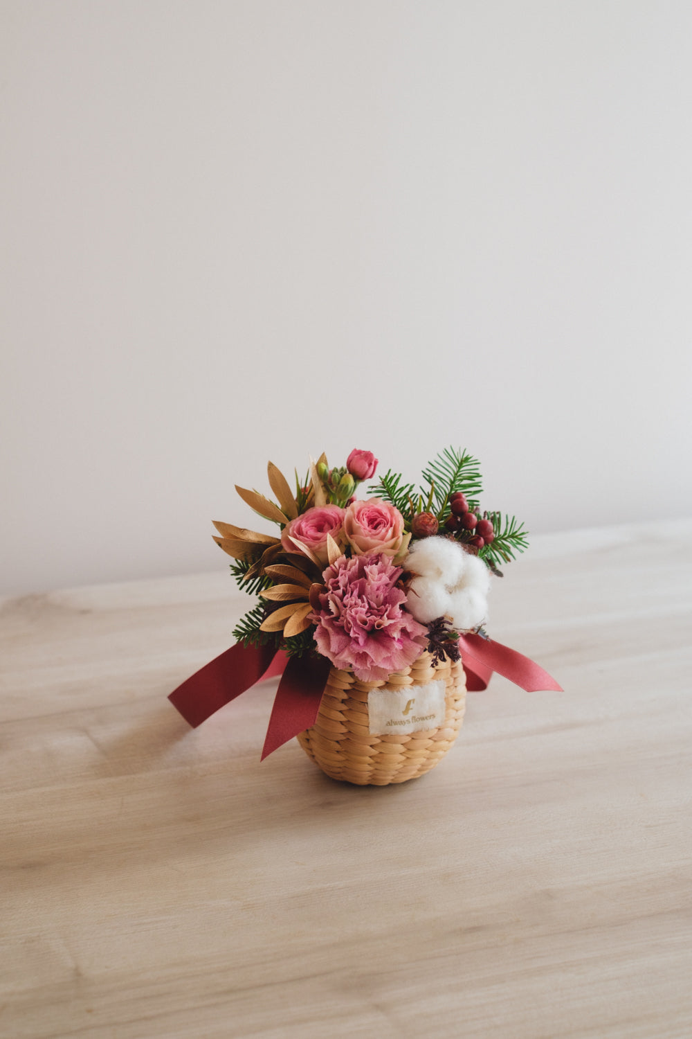 ◆11/29-12/26お届け限定◆Flower BAG No.2／フラワーバッグアレンジ　ピンクスピネル／生花