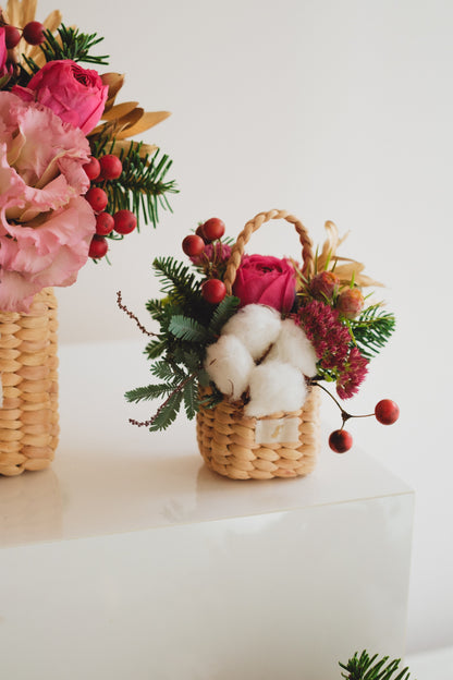 ◆11/29-12/26お届け限定◆Flower BAG No.3／フラワーバッグアレンジ　ピンクジルコン／生花