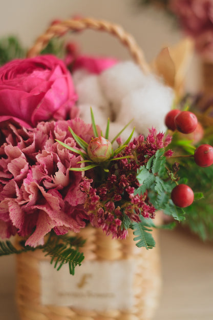 ◆11/29-12/26お届け限定◆Flower BAG No.3／フラワーバッグアレンジ　ピンクジルコン／生花