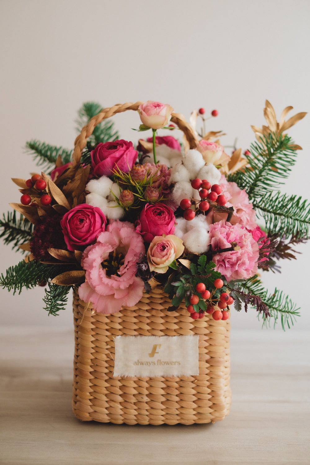 ◆11/29-12/26お届け限定◆Flower BAG No.3／フラワーバッグアレンジ　ピンクジルコン／生花