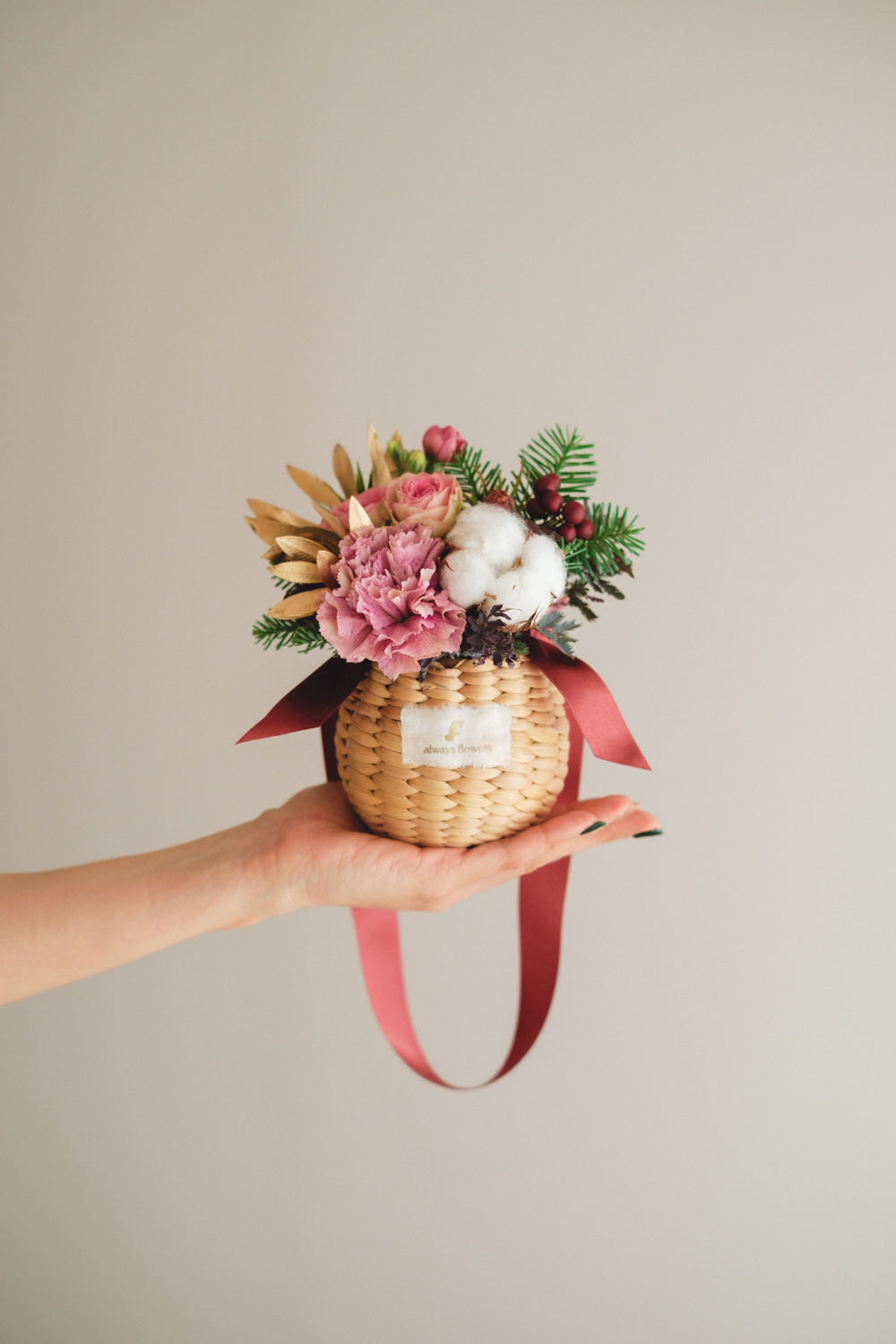 ◆11/29-12/26お届け限定◆Flower BAG No.2／フラワーバッグアレンジ　ピンクスピネル／生花