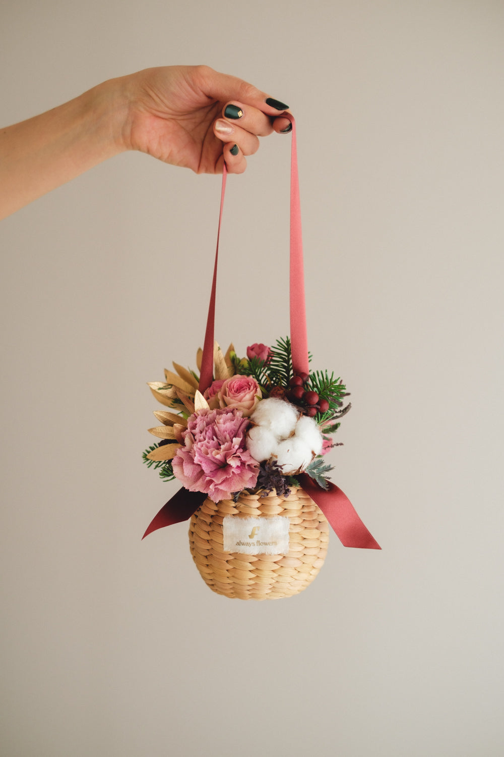 ◆11/29-12/26お届け限定◆Flower BAG No.2／フラワーバッグアレンジ　ピンクスピネル／生花