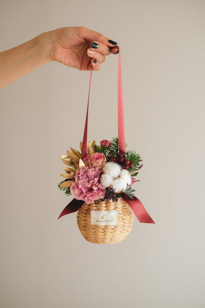 ◆11/29-12/26お届け限定◆Flower BAG No.2／フラワーバッグアレンジ　ピンクスピネル／生花