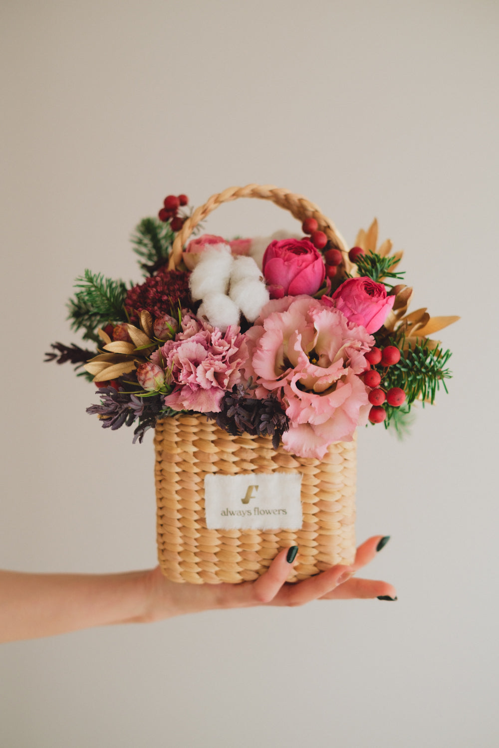 ◆11/29-12/26お届け限定◆Flower BAG No.3／フラワーバッグアレンジ　ピンクジルコン／生花