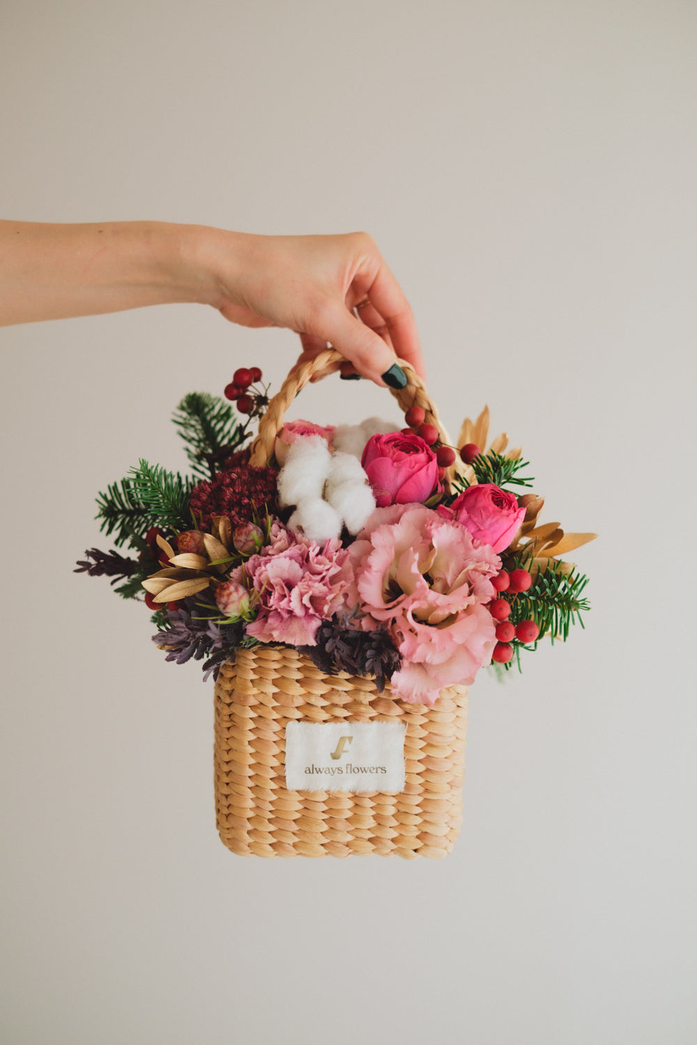 ◆11/29-12/26お届け限定◆Flower BAG No.3／フラワーバッグアレンジ　ピンクジルコン／生花