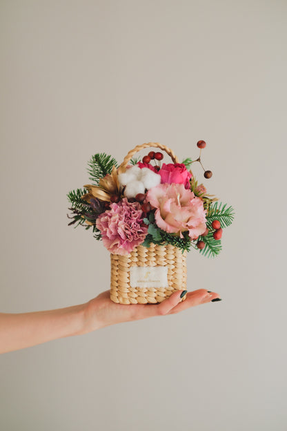 ◆11/29-12/26お届け限定◆Flower BAG No.3／フラワーバッグアレンジ　ピンクジルコン／生花