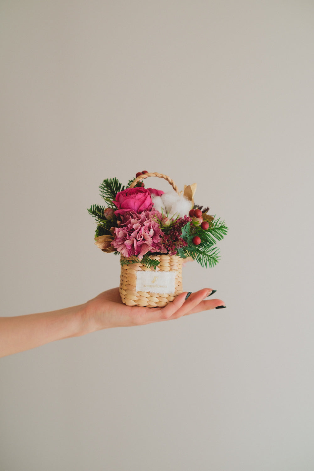 ◆11/29-12/26お届け限定◆Flower BAG No.3／フラワーバッグアレンジ　ピンクジルコン／生花