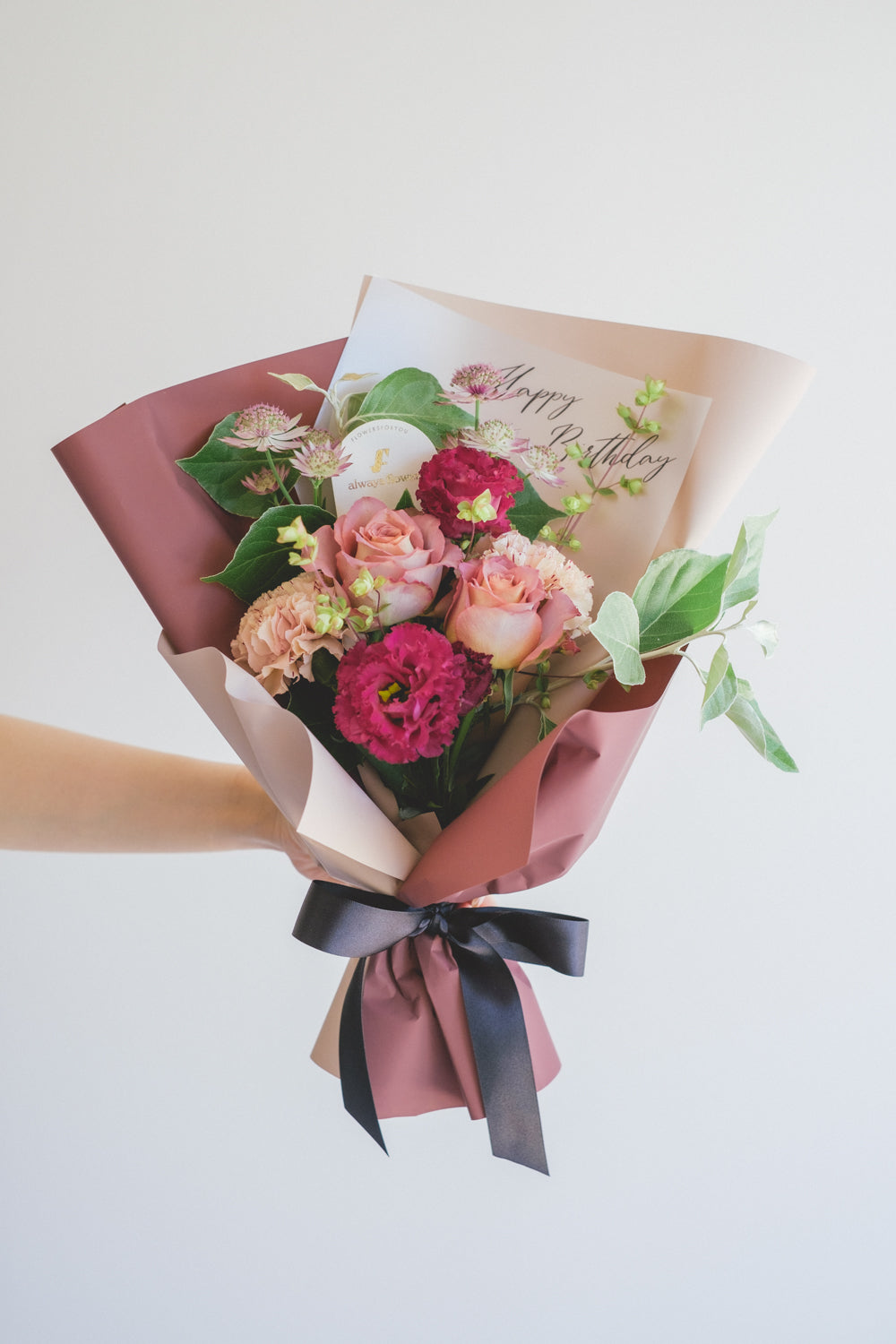 Message Bouquet & Flower Vase/メッセージブーケ&フラワーベースセット/モーヴピンク