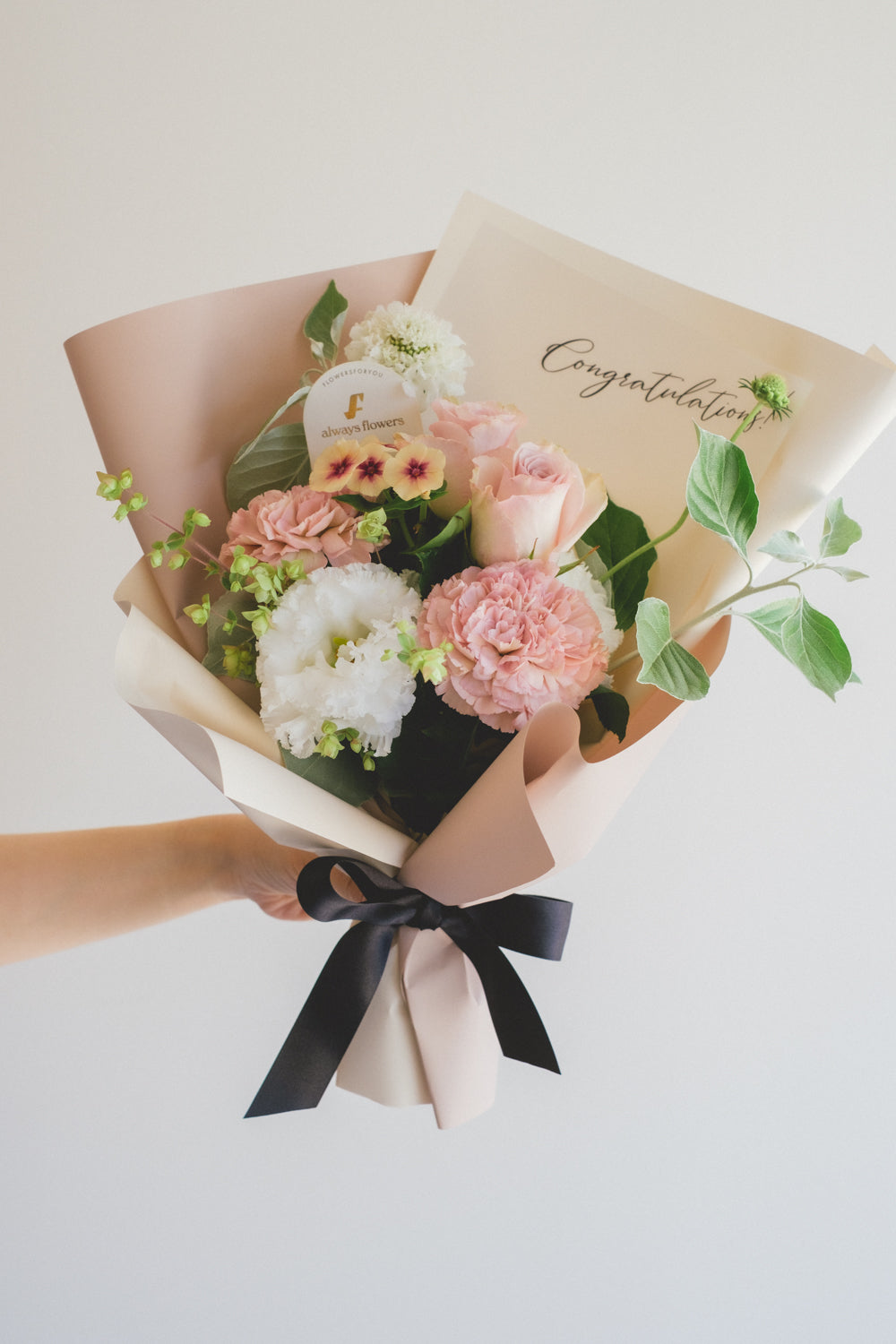 Message Bouquet & Flower Vase/メッセージブーケ&フラワーベースセット/シャンパンピンク