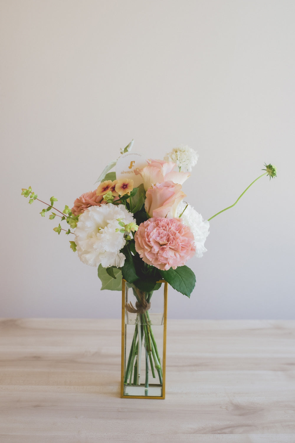 Message Bouquet & Flower Vase/メッセージブーケ&フラワーベースセット/シャンパンピンク