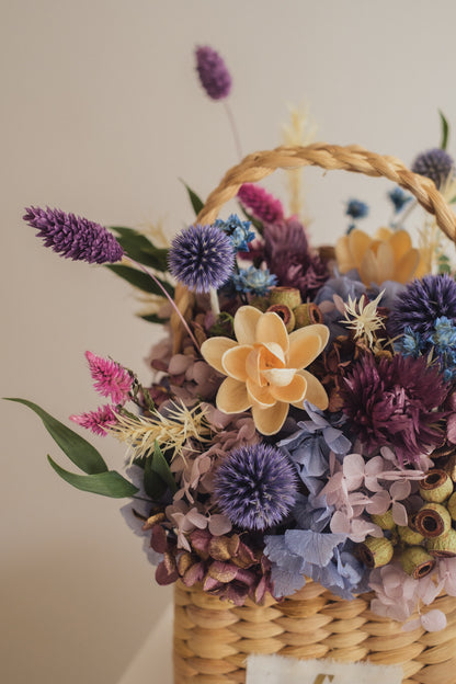 ◆季節限定デザイン◆Flower BAG No.3 ／スクエアカゴバッグ　オーセンティック／ドライ・プリザーブドフラワー