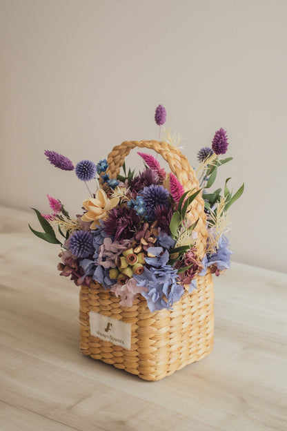 ◆季節限定デザイン◆Flower BAG No.3 ／スクエアカゴバッグ　オーセンティック／ドライ・プリザーブドフラワー