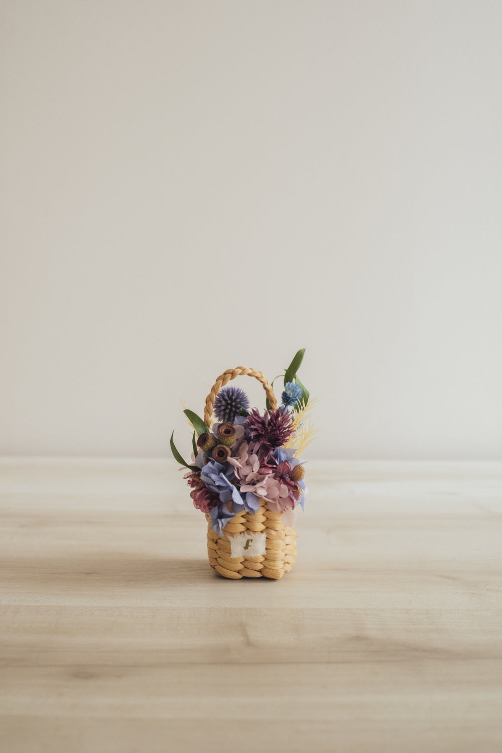 ◆季節限定デザイン◆Flower BAG No.3 ／スクエアカゴバッグ　オーセンティック／ドライ・プリザーブドフラワー
