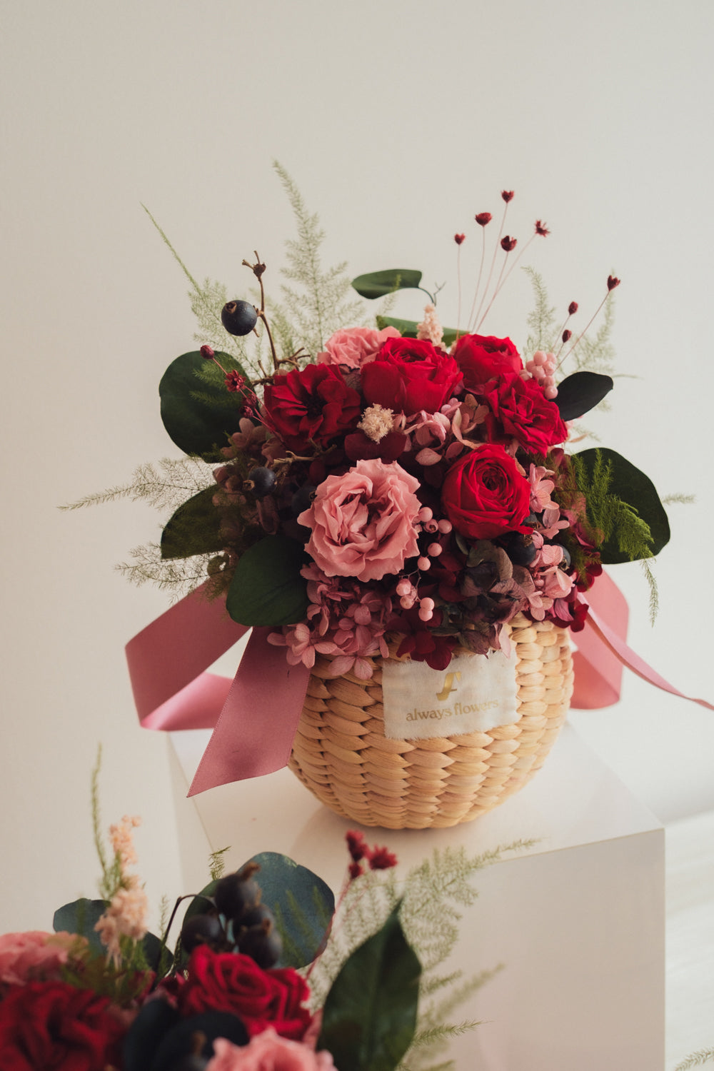 ◆NEW◆Flower BAG No.2／カゴバッグアレンジ　ローズシャルム／プリザーブド＆ドライフラワー