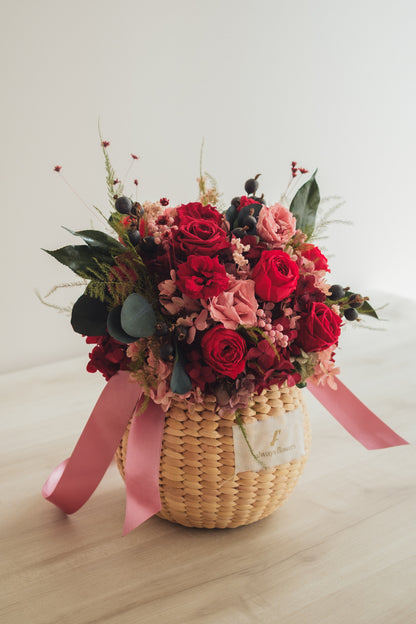 ◆NEW◆Flower BAG No.2／カゴバッグアレンジ　ローズシャルム／プリザーブド＆ドライフラワー