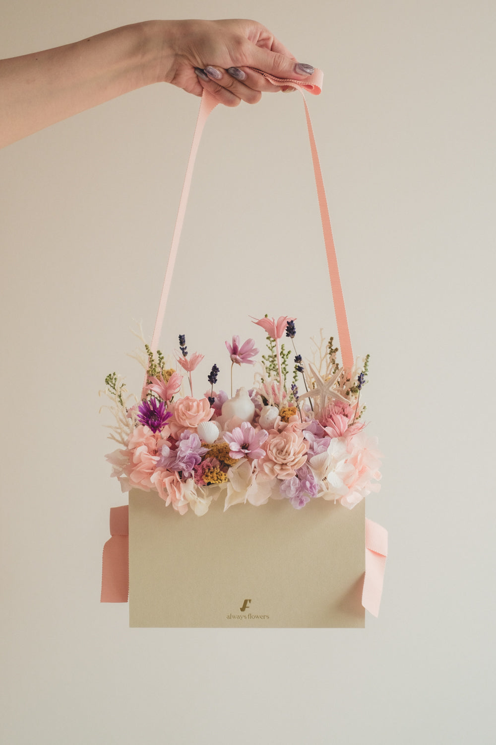 ◆季節限定◆Flower BAG No.1／フラワーバッグアレンジ　リップルドリーミー／ドライ＆プリザーブドフラワー