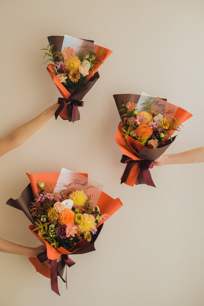 ◆9/24-10/31お届け限定◆Message Bouquet／メッセージブーケ　アンバーサンセット／生花・花束