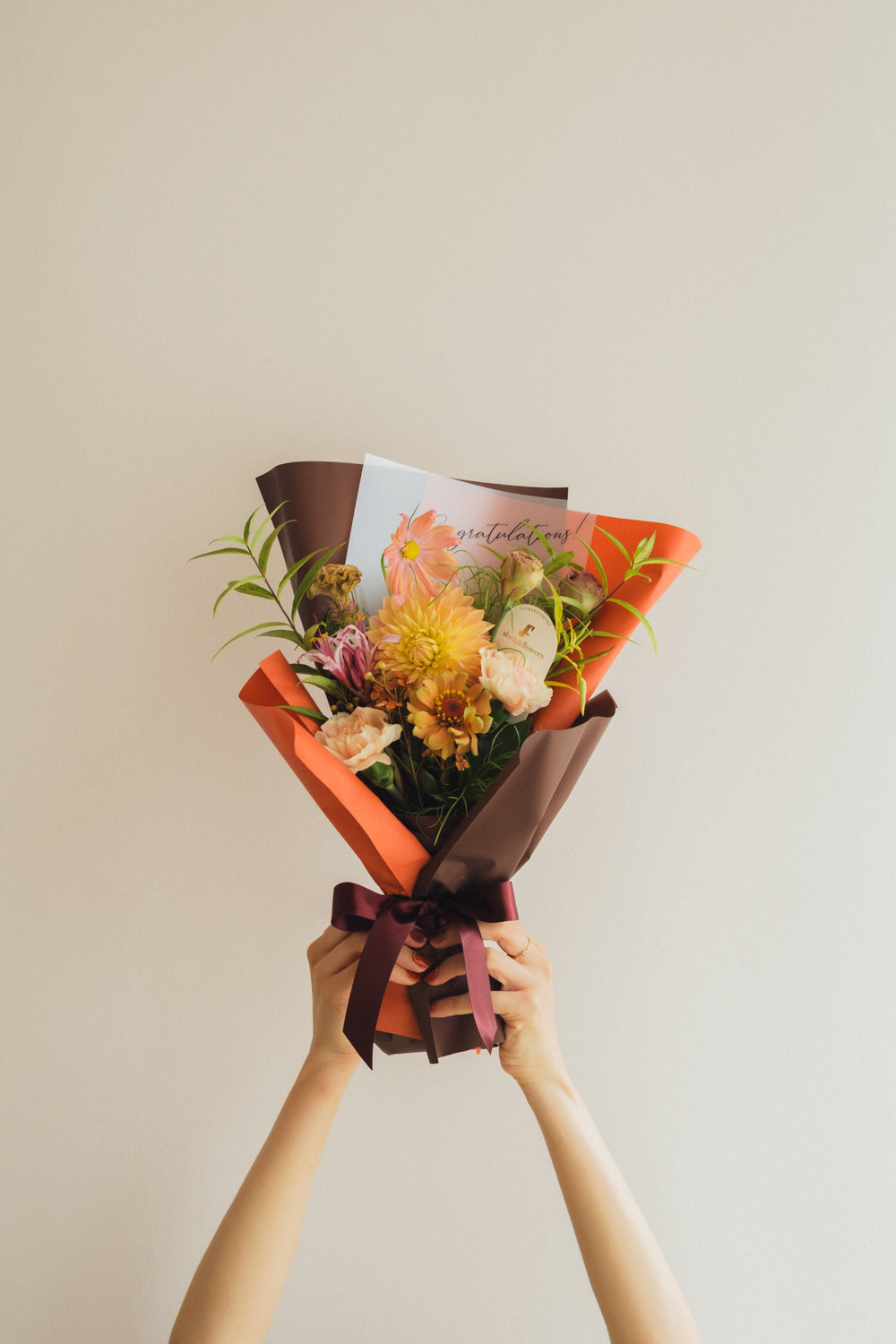 ◆9/24-10/31お届け限定◆Message Bouquet／メッセージブーケ　アンバーサンセット／生花・花束