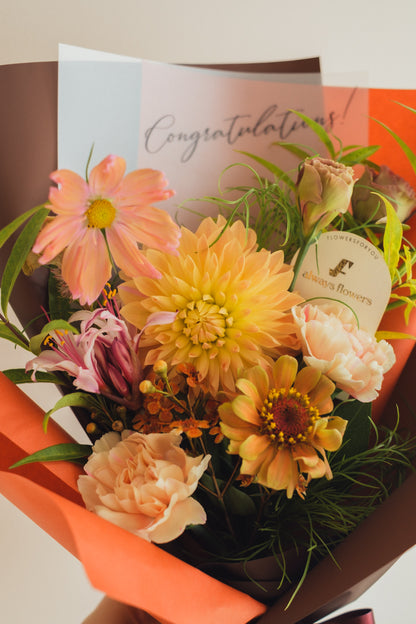 ◆9/24-10/31お届け限定◆Message Bouquet／メッセージブーケ　アンバーサンセット／生花・花束