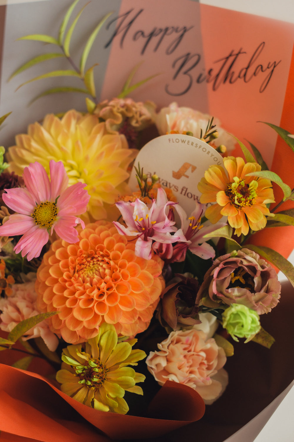 ◆9/24-10/31お届け限定◆Message Bouquet／メッセージブーケ　アンバーサンセット／生花・花束