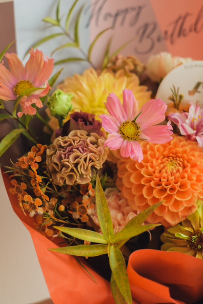 ◆9/24-10/31お届け限定◆Message Bouquet／メッセージブーケ　アンバーサンセット／生花・花束