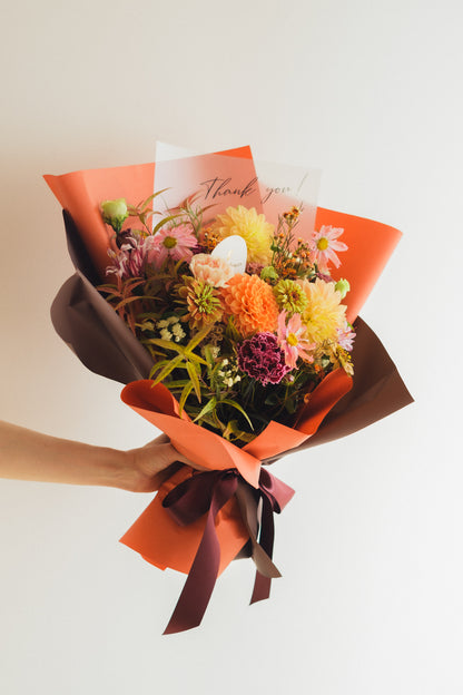 ◆9/24-10/31お届け限定◆Message Bouquet／メッセージブーケ　アンバーサンセット／生花・花束