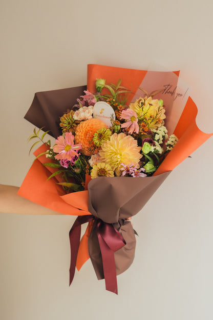 ◆9/24-10/31お届け限定◆Message Bouquet／メッセージブーケ　アンバーサンセット／生花・花束