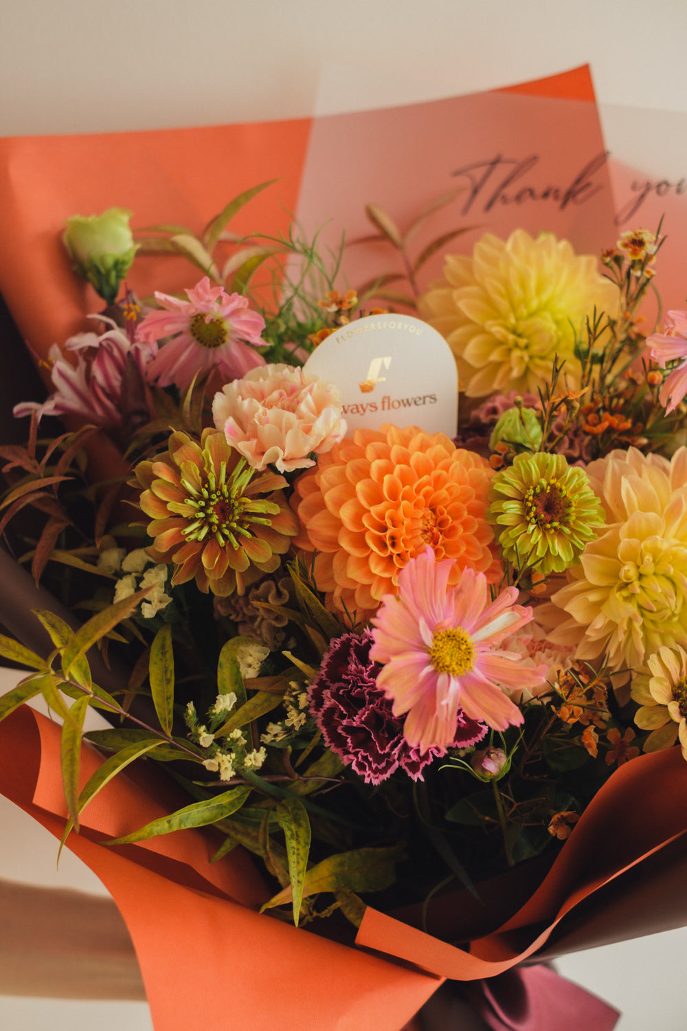 ◆9/24-10/31お届け限定◆Message Bouquet／メッセージブーケ　アンバーサンセット／生花・花束
